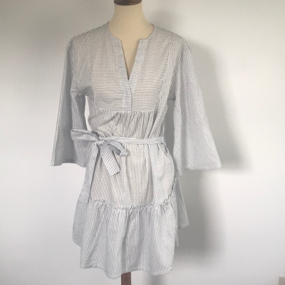 a new day Dresses & Skirts - 🏝 A New Day White & Blue Striped  Boho Dress NWT